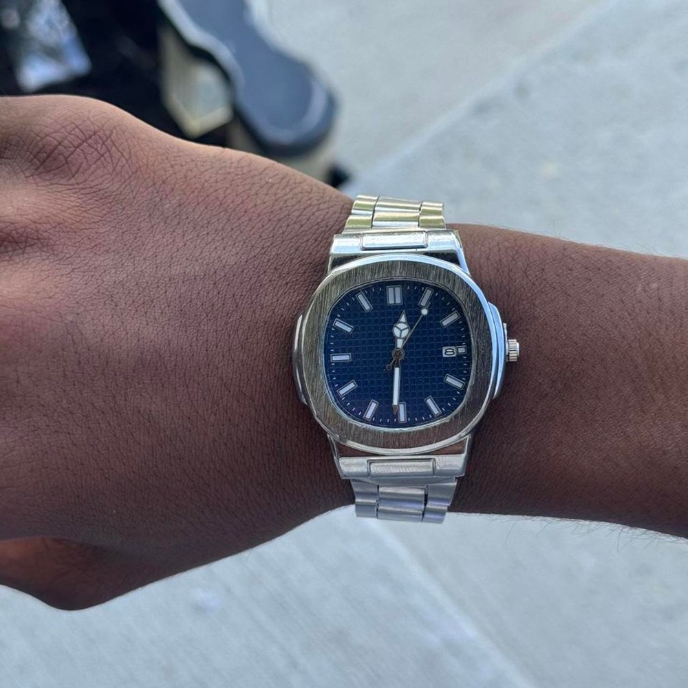 Silver Blue Dial Watch